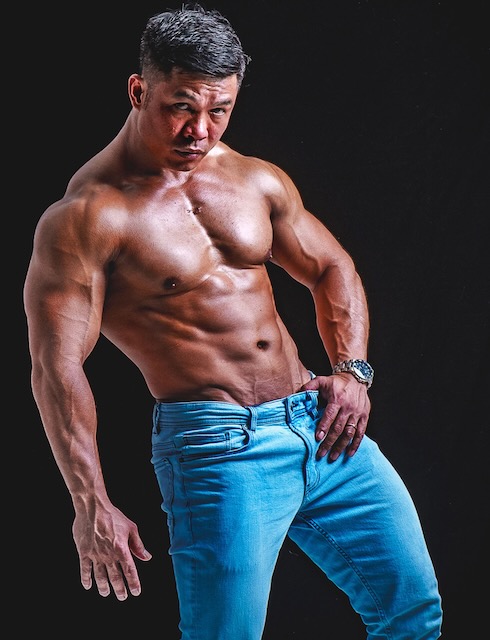 Man in blue pants